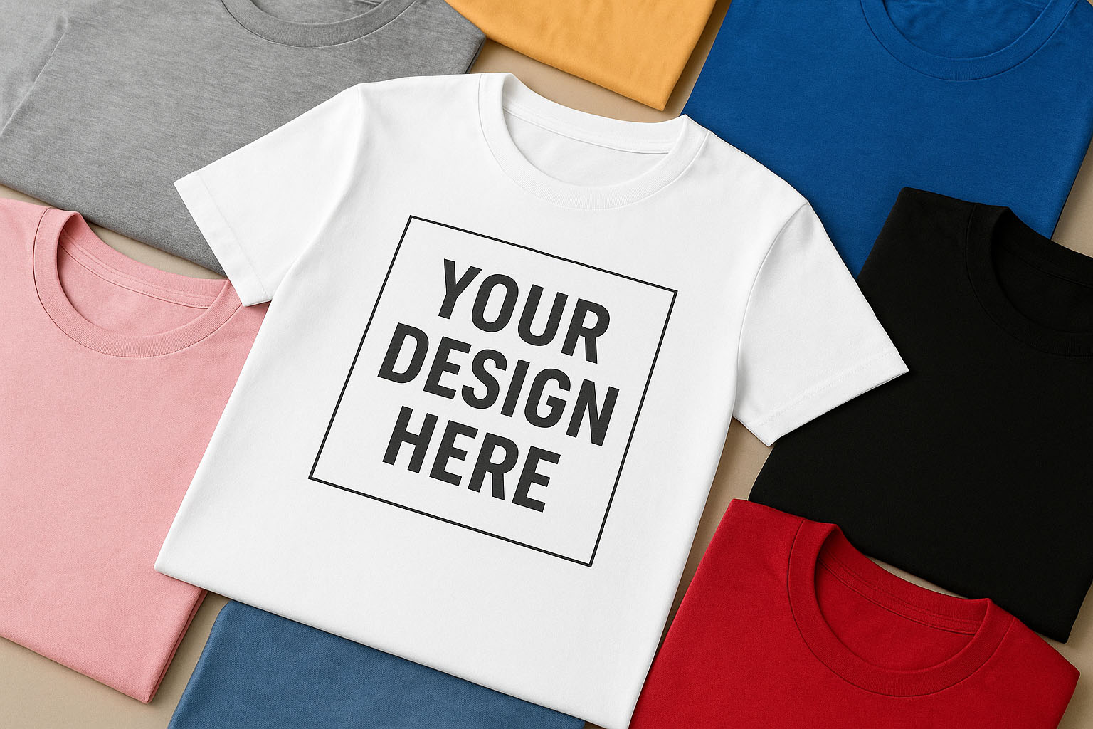 Gefaltete T-Shirts - Mockup: Ihr Design hier